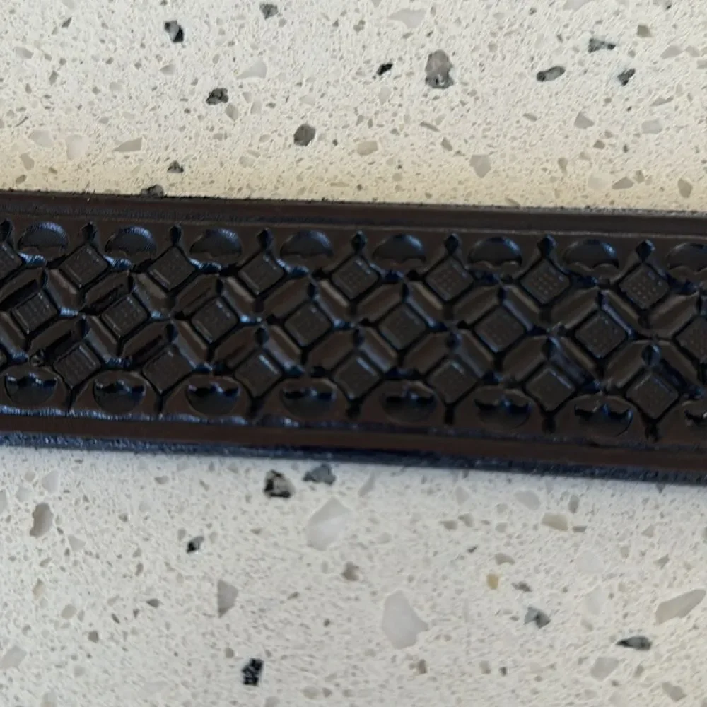Genuine Leather Men’s Black Embossed Work Casual Belt Size 38
